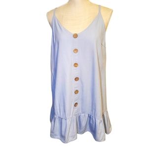 AS U WISH | Women's light-blue chambray ruffled-hem dress. Size large.